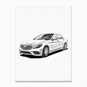 Mercedes Benz S Class Line Drawing 3 Canvas Print