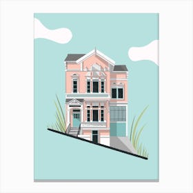 Cute Pastel Town House Canvas Print
