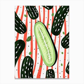 Cucumber Fruit Summer Illustration 3 Canvas Print