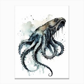 Kraken Watercolor Painting (17) Canvas Print