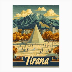 Aihrgdesign A Retro Travel Poster For Tirana 4 Canvas Print