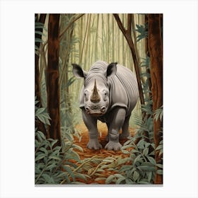 Illustration Of Rhino In The Distance Realistic Illustration 5 Canvas Print