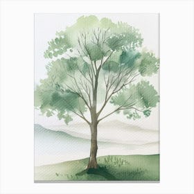 Acacia Tree Atmospheric Watercolour Painting 1 Canvas Print