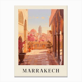 Marrakech Morocco 6 Vintage Pink Travel Illustration Poster Canvas Print