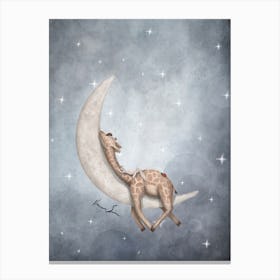 Good Night Giraffe On The Moon Canvas Print