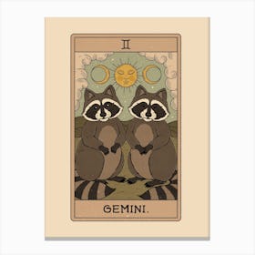 Gemini Raccoons Zodiac Canvas Print