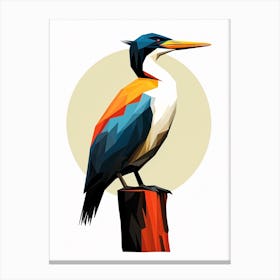 Colourful Geometric Bird Cormorant 1 Canvas Print