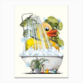 Rubber Duck In The Shower Canvas Print