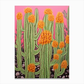 Mexican Style Cactus Illustration Woolly Torch Cactus 3 Canvas Print