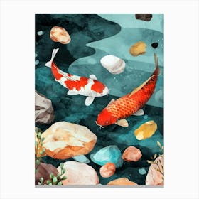 Koi Fish In The Pond watercolor animal art Canvas Print