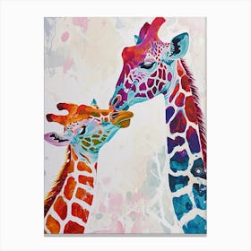 Giraffe & Calf Modern Illustration 2 Canvas Print