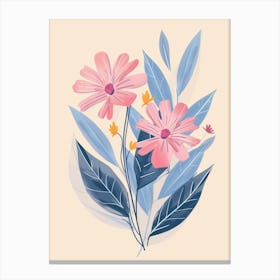 Pink Flowers With Leaves Canvas Print