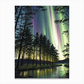 Aurora Borealis Polar Northern Lights Forest Canvas Print