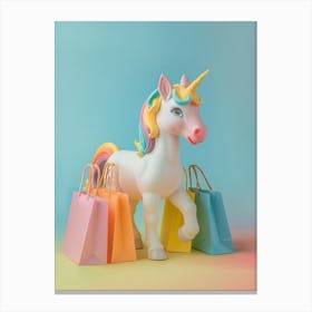 Toy Unicorn With Shopping Bags Canvas Print
