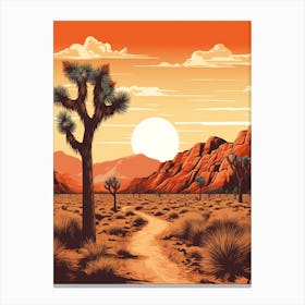  Retro Illustration Of A Joshua Trees In Mojave Desert 2 Canvas Print