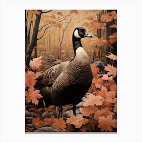 Dark And Moody Botanical Canada Goose 2 Canvas Print