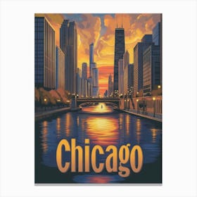 Aihrgdesign A Mid Century Modern Travel Poster For Chicago 2 Canvas Print