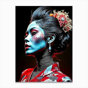 Geisha Portrait - Grunge Texture Canvas Print