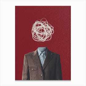 Red And Yellow Minimalist Modern Creative Lost Man Without Head Canvas Print