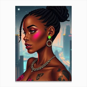 Black Woman With Tattoos Canvas Print