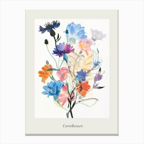 Cornflower 1 Collage Flower Bouquet Poster Canvas Print