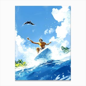 Surfer In The Ocean Canvas Print