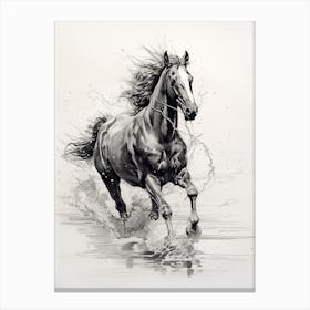 A Horse Painting In The Style Of Pouring Technique 2 Canvas Print