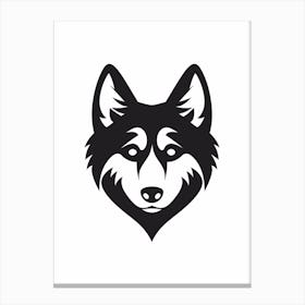 Black Block Colour Husky In The Shape Of A Heart Canvas Print