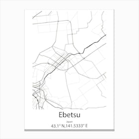 Ebetsu,Japan Minimalist Map Canvas Print