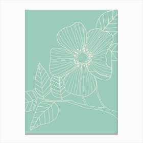 Duck Egg Blue Floral Line Drawing Canvas Print