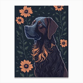 Floral Dog Portrait Boho Minimalism (3) Canvas Print