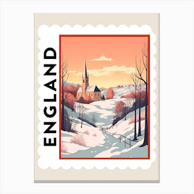 Retro Winter Stamp Poster Cornwall United Kingdom Canvas Print