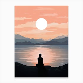 Meditation At Sunset, Loneliness Canvas Print