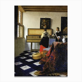 Johannes Vermeer Lady At The Virginal With A Gentleman Canvas Print