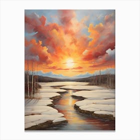 Sunset Over The River 2 Canvas Print