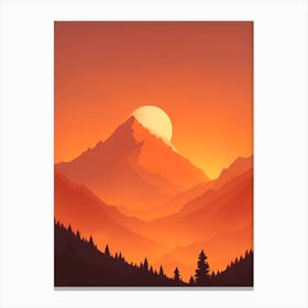 Misty Mountains Vertical Composition In Orange Tone 9 Canvas Print