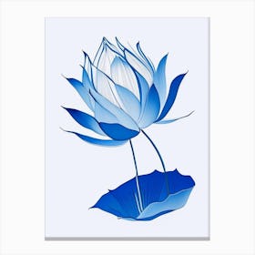 Blue Lotus Abstract Line Drawing 2 Canvas Print