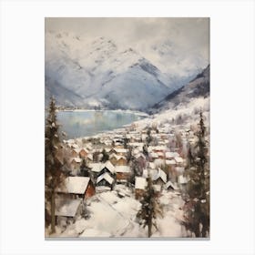 Vintage Winter Painting Queenstown New Zealand 2 Canvas Print