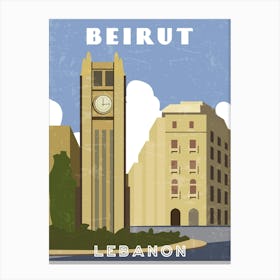 Beirut, Lebanon - Retro travel minimalist poster Canvas Print