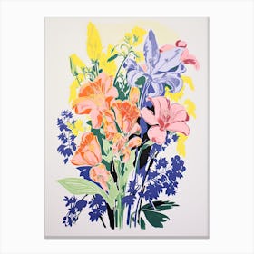 Colourful Flower Still Life Risograph Style 3 Canvas Print