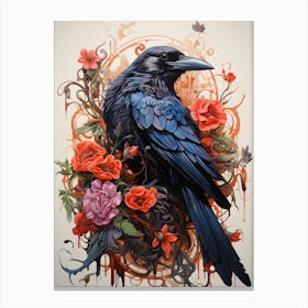 Crow Floral Canvas Print