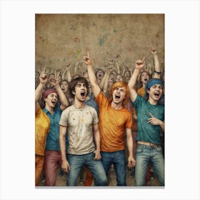 Cheering Crowd Of Young People Canvas Print