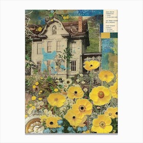 Yellow Flowers Scrapbook Collage Cottage 1 Canvas Print