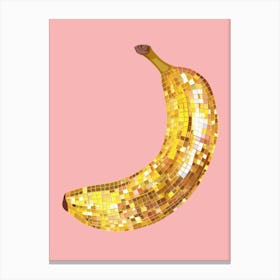 Disco Ball Banana Pink Art Disco Poster Trendy Aesthetic Art Food Kitchen Canvas Print