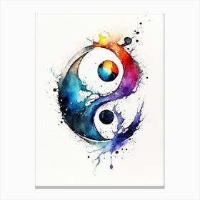 Ying Yang 1 Symbol Watercolour Canvas Print