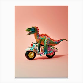 Toy Dinosaur Pattern On A Motorbike 1 Canvas Print