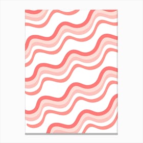 Pink And White Wavy Pattern Canvas Print