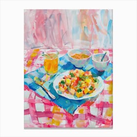 Pink Breakfast Food Scrambled Tofu 1 Canvas Print