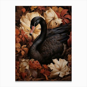 Dark And Moody Botanical Swan 1 Canvas Print