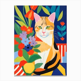 Cat With Flowers 1 Canvas Print